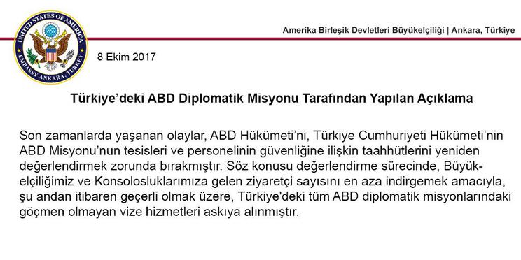 Amerika Türkiye Vize Başvurularını Süresiz Askıya Aldı