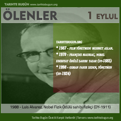 Bugün ölenler özet 01 Eylül