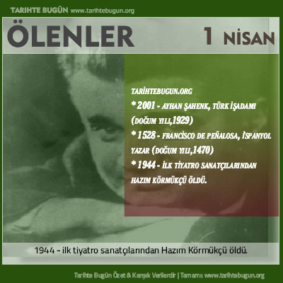 Bugün ölenler özet 01 Nisan