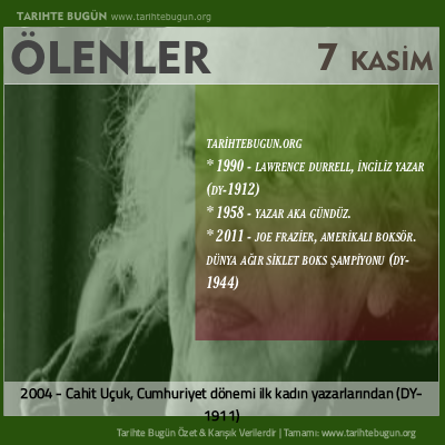 Bugün ölenler özet 07 Kasim