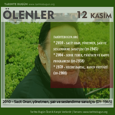 Bugün ölenler özet 12 Kasim