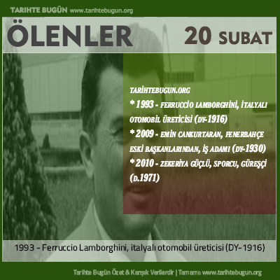 Bugün ölenler özet 20 Şubat