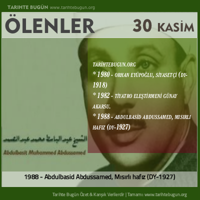 Bugün ölenler özet 30 Kasim