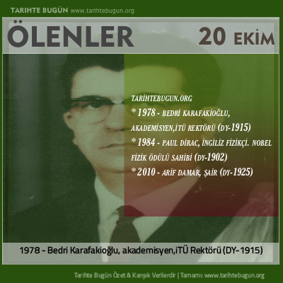 Bugün ölenler özet 20 Ekim