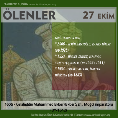 Bugün ölenler özet 27 Ekim