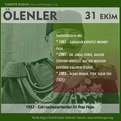 Bugün ölenler özet 31 Ekim