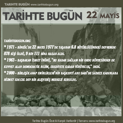 Tarihte Bugün olaylar özet 22 Mayis