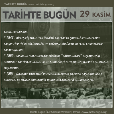 Tarihte Bugün olaylar özet 29 Kasim