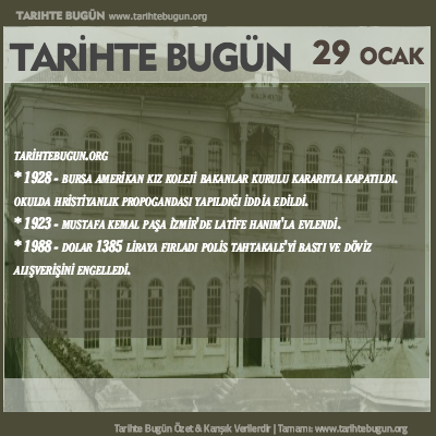 Tarihte Bugün olaylar özet 29 Ocak